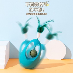Jouet d'auto-entretenissement pour chats : Balle à herbe à chat et plumes en plastique, pour toutes les étapes de développement, 170g - Product Image 5