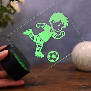 7/16 Colors Creative 3D Illusion Acrylic Night Light Football Club USB and <b>Remote</b> Control Lamp for Children - Product Image 2