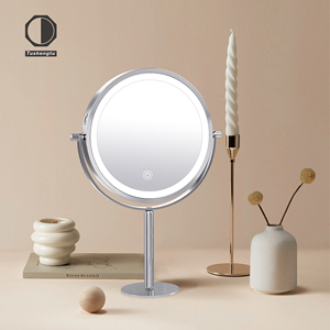 8-inch <span class=keywords><strong>Chrome</strong></span> Máy tính để bàn/TREO TƯỜNG Magnifying gương với đèn 10x Độ phóng đại cầm tay kim loại kết thúc cho Make-up gương - Product Image 6