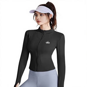 Chaqueta de Yoga A1O de Estilo Europeo Americano con Cierre y Bordes Reforzados, de Secado Rápido y Ajustada, para Mujer, Ideal para Correr - Product Image 1
