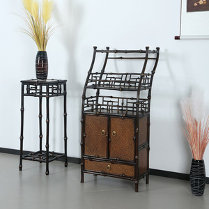 Bamboo Scripture Scrolls <b>Small</b> Bookshelf Rectangle Standing Type Living Room <b>Storage</b> <b>Cabinet</b> With Iron Frame Guizhou Origin - Product Image 4