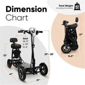 Scooter Elettrico Pieghevole per Famiglia e Anziani, con Cestino/Sedile per Bambini, 500W 10AH/20AH, Mini Auto Elettrica a 4 Ruote per Adulti - Product Image 4