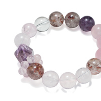 Bracelet artisanal de créateur en quartz rutilé, pierre naturelle de guérison, bracelet porte-bonheur en quartz fantôme avec pointe de pierre