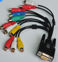 Kabel adaptor HDB 15 Pin Male ke 3 RCA Audio AV kecepatan tinggi untuk HDTV PC DVD