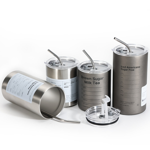 Nouveau produit : Tasse isotherme en céramique à double paroi de 350 ml et 600 ml pour café glacé Americano, avec couvercle à paille en acier inoxydable - Product Image 2