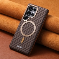 Coque de téléphone pour Samsung Galaxy S26 Ultra, chargement magnétique sans fil, effet givré, cuir synthétique de luxe, S25 Plus S24