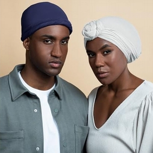 Turban <span class=keywords><strong>Halo</strong></span> doublé en satin de soie coiffe tête de mort pré-attachée couvre-cheveux bonnet de couchage pour hommes et femmes - Product Image 4