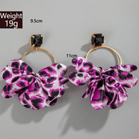 Vente en gros de boucles d'oreilles géométriques circulaires en pierres précieuses boucles d'oreilles en tissu léopard coloré pour bijoux