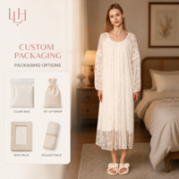 Robe de nuit longue en dentelle pour femme, coupe ample, en modal, douce et respirante, idéale pour la maison et l'heure du coucher