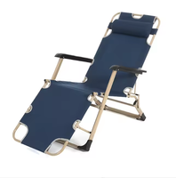 Chaise pliante compacte à cadre métallique réglable multi-positions avec dossier réglable pour villa, sous-sol, parc, loisirs en extérieur