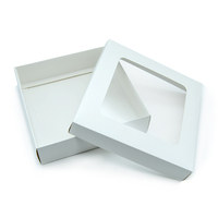 Grande Boîte de Dégustation Noire en Carton pour Petit-Déjeuner, Carrée Rectangulaire avec Couvercle Transparent, Réutilisable, Fenêtre en Papier