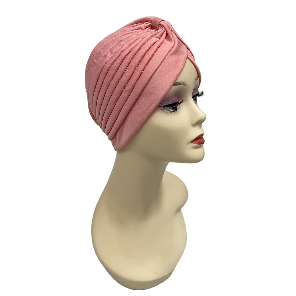 2023 giản dị nữ thời trang Đồng bằng cotton Turban thời trang phi Muslim hat