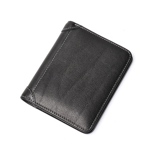BOSHIHO New Arrival Short Custom Logo Genuine <b>RFID</b> Blocking Credit Card Holder <b>Wallets</b> Leather Men - Product Image 3