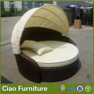 <span class=keywords><strong>Lit</strong></span> de repos rond d'extérieur en rotin marron, convertible en canapé-<span class=keywords><strong>lit</strong></span>, pour jardin, piscine, plage, avec housse en tissu - Product Image 3