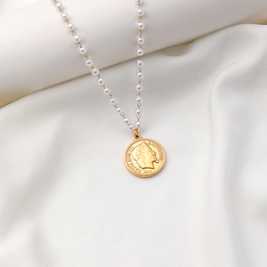 Collier de perles naturelles d'eau douce avec pendentif en <span class=keywords><strong>or</strong></span> véritable pour femme, bijou de mode - Product Image 5