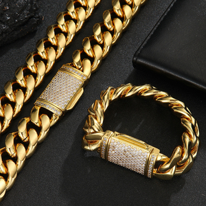 थोक चोकर 18k गोल्ड चुंकी कस्टम गोल्ड क्यूबन लिंक चेन गोल्ड क्यूबन मिमी चेन 20 मिमी मीमी क्यूबन चेन हार - Product Image 1