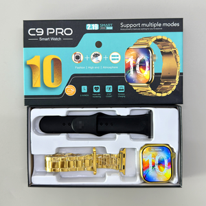 Montre connectée C9 Pro <span class=keywords><strong>S10</strong></span> Gold à <span class=keywords><strong>double</strong></span> bracelet, série 10, écran HD 2,19 pouces, appels Bluetooth, chargement sans fil, idéale pour le sport – Prix bas - Product Image 5
