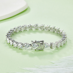 สร้อยข้อมือเทนนิส J&C ผลิตจากเงิน S925 ประดับเพชรทรงหัวใจที่เพาะเลี้ยงในห้องปฏิบัติการ - 0.5 กะรัตต่อเม็ด, สี D, ความใส VVS - Product Image 3