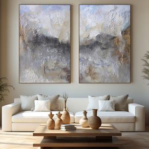 Peinture à l'huile abstraite artisanale, toile non encadrée, art mural pour la décoration de chambre d'hôtel moderne - Product Image 4