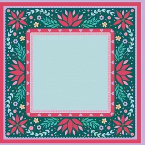 Alfombra de Mahjong Plegable de Microfibra Americana con Diseño Floral Vintage 07, Borde a Cuadros Azul Marino y Naranja, Antideslizante y Resistente al Agua - Product Image 2