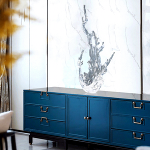 Sculpture abstraite en forme de vague, effet d'eau bleue transparente, 480x350x910mm, décoration artistique pour hall d'hôtel et club-house - Product Image 5