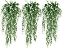Plante Artificielle Suspendue en Plastique ODM, Petite Guirlande Florale Verte, 2 Pièces, Feuilles Rondes, Trompette, Décoration Murale Intérieure Réutilisable
