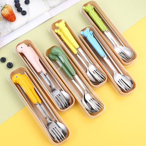 Juego de tenedor, cuchara y palillos de acero inoxidable, cubiertos portátiles de tres piezas para estudiantes, niños y trabajadores de oficina - Product Image 3