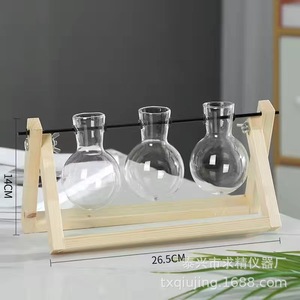 Wooden Glass Plant Container 21Cm X 15Cm Desktop Indoor Flower Green Plant Decor - Product Image 2
