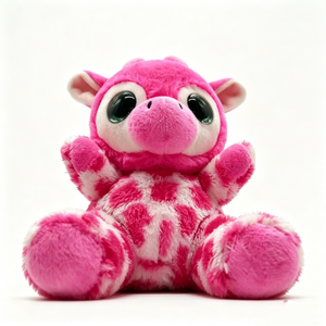 Peluche de jirafa rosa personalizado, peluche de jirafa con manchas, juguete de jirafa de ojos grandes, peluche de safari, muñeca de animal rosa para niñas - Product Image 4