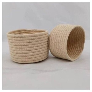 Cotton <b>Rope</b> Woven <b>Storage</b> <b>Basket</b> Set Round Multi Color Desk Organizer For Office And Baby Supplies 100% Cotton Fabric - Product Image 3