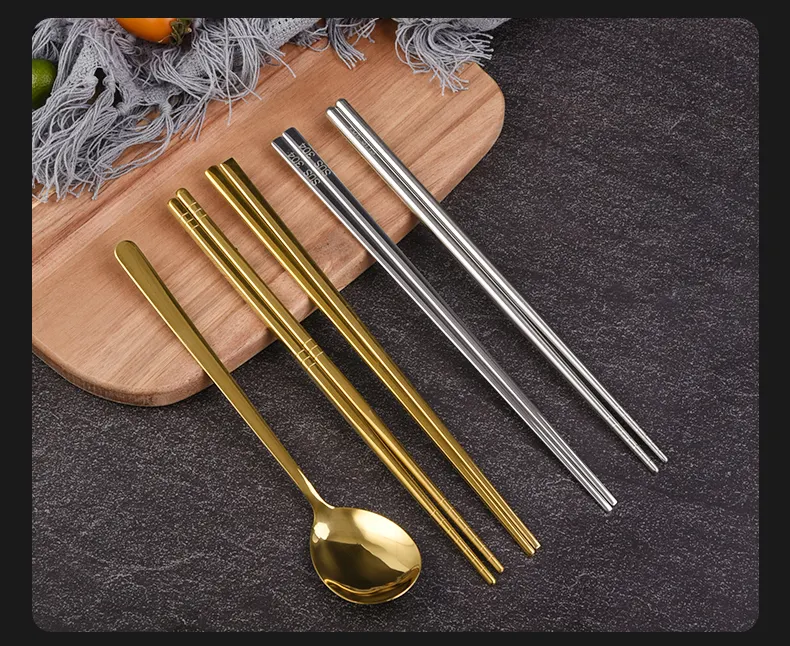 Restaurant Korean style barbecue spoon home 20.5cm long handle serving salad spoon Gold Silver stainless steel tasting spoons