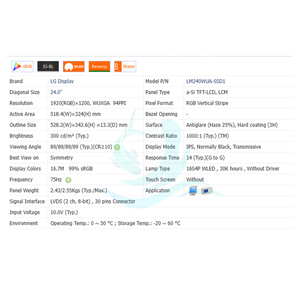 Écran LCD LED 24 pouces d'origine neuf, matrice d'affichage LM240WUA-SSD1, LM240WUA, LM240WUA SSD1 pour HP <span class=keywords><strong>E24i</strong></span> G4 - Product Image 3