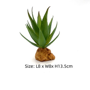 Plante artificielle de lotus en <span class=keywords><strong>pierre</strong></span> rouge <span class=keywords><strong>pour</strong></span> la décoration d'aquariums et de terrariums avec base - Product Image 3