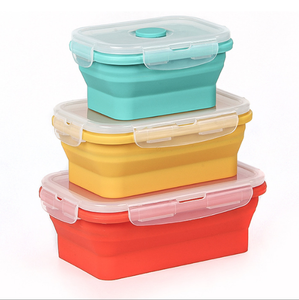 Bpa Free Food Grade Silicone Lunch <strong>Box</strong> Collapsible Food <strong>Storage</strong> Container <strong>Folding</strong> Bento <strong>Box</strong> with Lid - Product Image 3