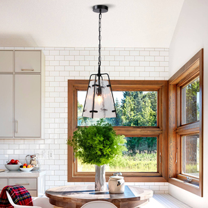 SKD lampe suspendue au plafond vintage verre dépoli pendentif en métal noir mat éclairage cylindre forme lampes nordiques - Product Image 5