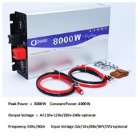 Convertisseur d'énergie DC-AC solaire 12V 24V 48V 72V 110V 220V à onde sinusoïdale pure 8000W monophasé/triphasé pour camion, camping-car, voiture