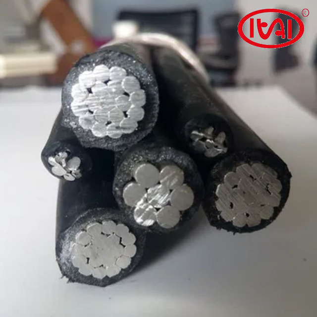 ABC Cable Low Voltage 1KV Multi-core XLPE Insulation Aluminum Conductor 4*25mm2 Overhead Cable 90C Working IEC60502 60A Rated
