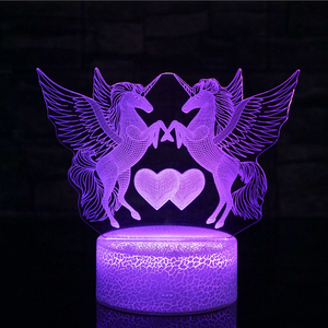 สวิตช์ระบบสัมผัส7สีขา<span class=keywords><strong>ว</strong></span>ของข<span class=keywords><strong>ว</strong></span>ัญ<span class=keywords><strong>ว</strong></span>ันเกิดแบบชาร์จไฟได้ป้องกันดวงตาอบอุ่นโรแมนติกไฟภาพลวงตา LED สำหรับเด็กทารก3D กลางคืน - Product Image 3