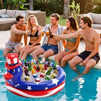 Glacière gonflable en forme de canard, grande barre de service à glace de 47 pouces pour le 4 juillet, capacité de 19 gallons, peut contenir plus de 130 canettes, bac à boissons