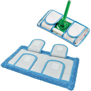 Têtes de balai serpillère manuelles en microfibre lavables pour nettoyage de sols secs/humides avec design écologique et séchage rapide, et manche en acier inoxydable - Product Image 1