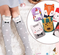 Chaussettes hautes pour enfants cadeau longue folle idiote grande botte drôle mignon Animal rayures genou haute enfants filles chaussettes
