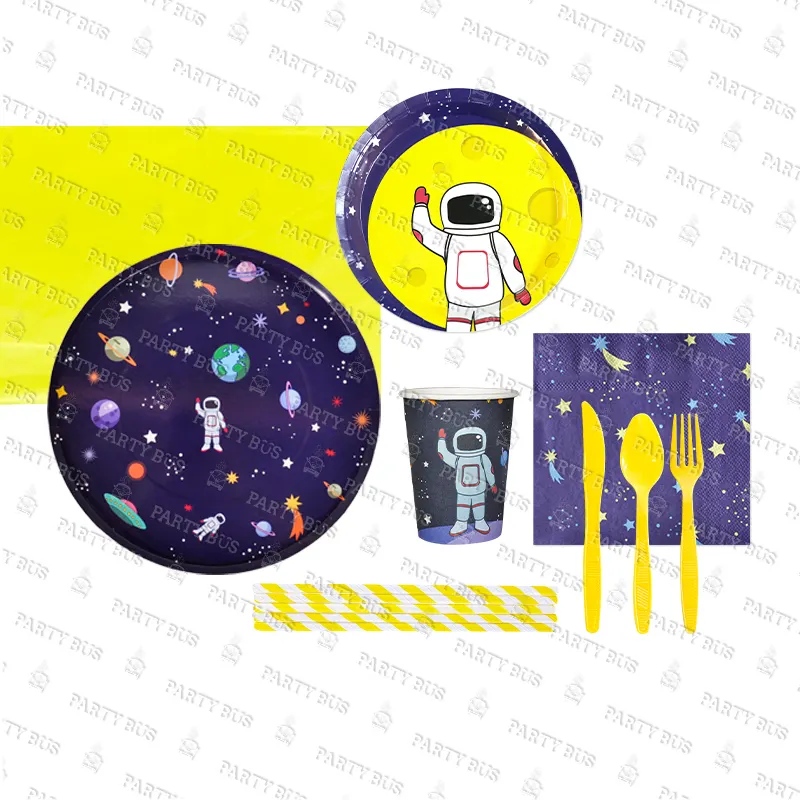 PARTYBUS 2021 Hot Sale Star Trek Space Adventure Theme Paper Plates Disposable Tableware Sets Party Supplies For Kids Birthday