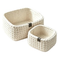 Panier de rangement tressé à la main écologique avec poignée, multi-usages, pour salle de bain, linge sale, bureau