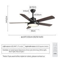 Meilleurs fabricants de ventilateurs de plafond, ventilateur de plafond de 42/52 pouces avec kit d'éclairage, télécommande, 5 pales, ventilateur en MDF avec lumière