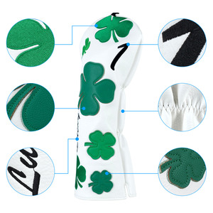 Accessoires de golf en gros : Housse de tête de driver trèfle à quatre feuilles en cuir PU universelle pour le golf - Product Image 5
