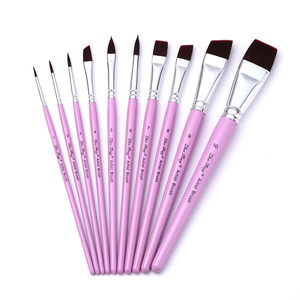 Kit Profesional de 10 Pinceles en Miniatura con Puntas de Pelo de Nailon para Acrílico, Óleo, Acuarela, Gouache y Pintura Facial para Artistas - Product Image 1