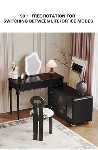 طاولة تزيين بتصميم بسيط حديث وعصري وعصري ومضاءة بمرآة ومضيئة بالكامل لغرفة النوم وغرفة نوم طاولة خشبية زاوية - Product Image 3