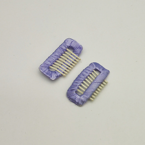 Jepit rambut ekstensi baja tahan karat 9 gigi 3.2cm jepit rambut jepret logam buatan tangan dibungkus pita Solid untuk anak perempuan DIY perhiasan rambut hewan peliharaan - Product Image 5