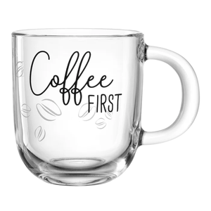 Taza de Vidrio Coffee First de 400 ml con Diseño de Granos de Café para Uso Diario - Product Image 1