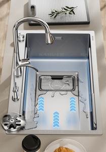 Fregadero de Cocina Grande de Acero Inoxidable con Escurridor de Doble Capa para el Hogar - Product Image 6